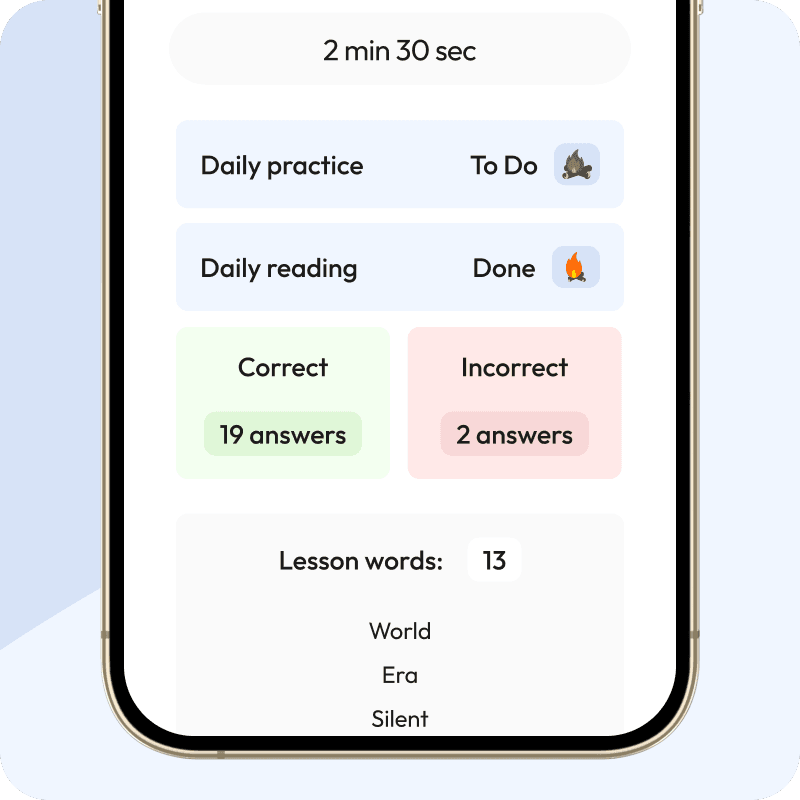 Export lesson summaries for your teacher or tutor.